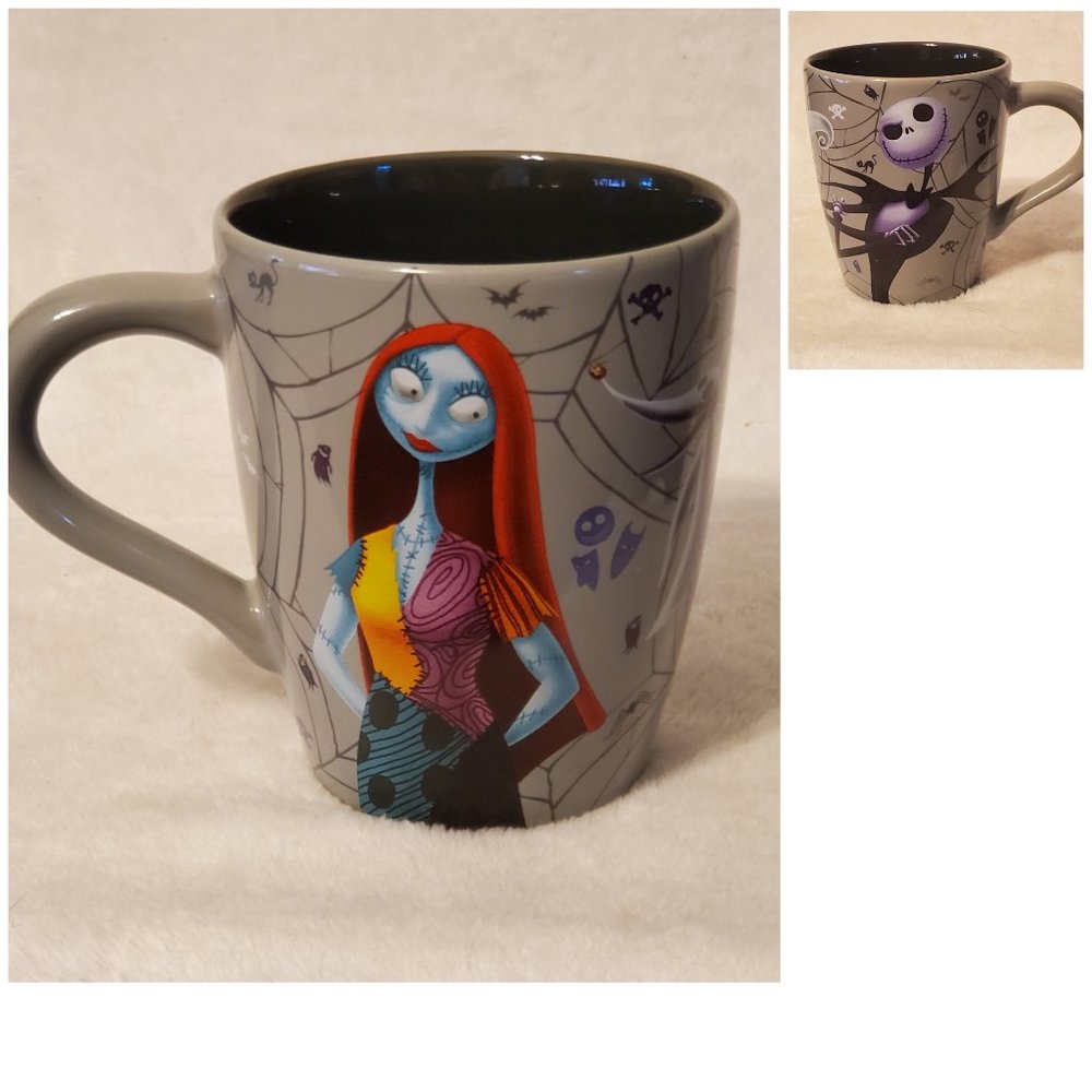 Disney Store Nightmare Before Christmas Jack Skellington Sally Coffee Gray Mug